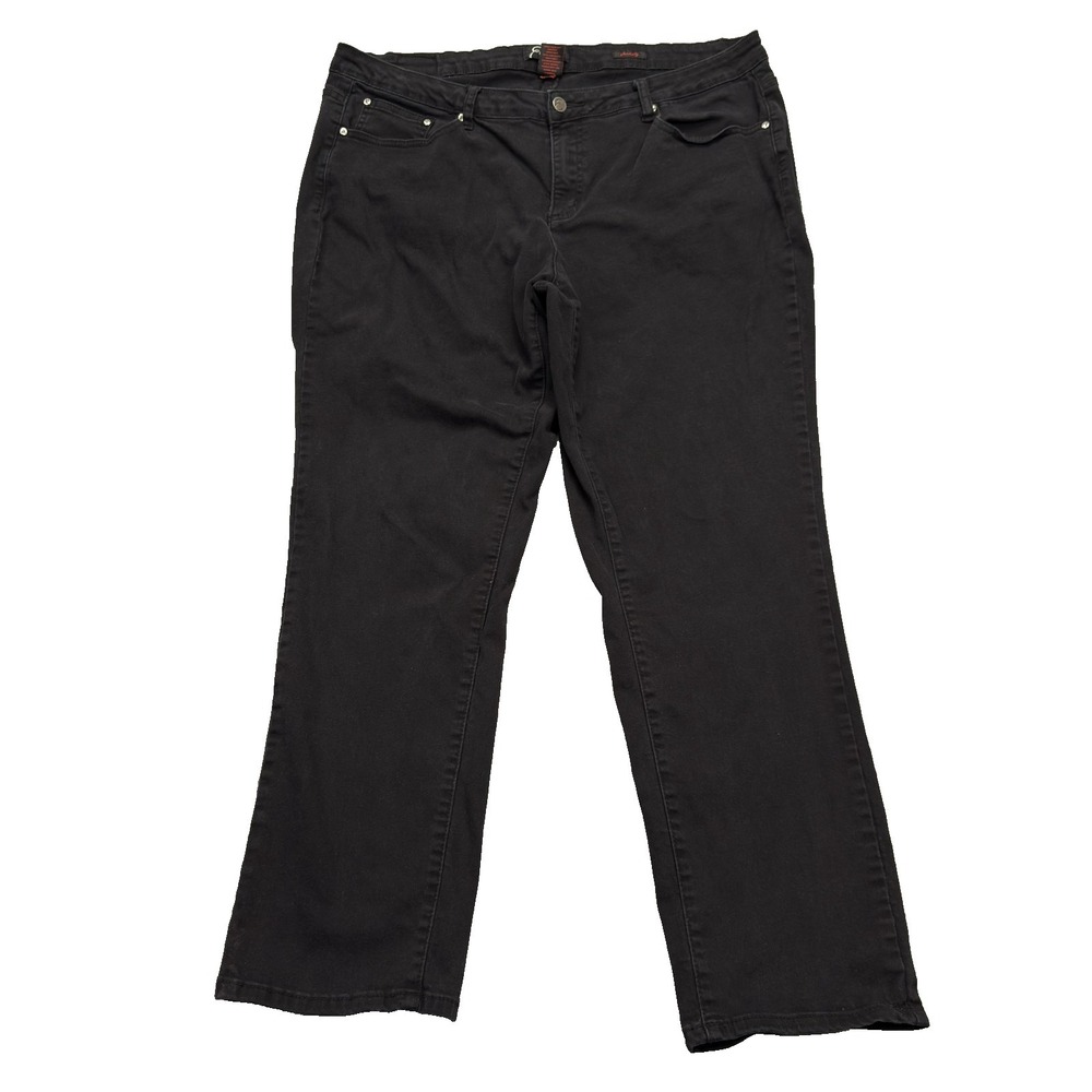 Earl Jeans Womens Size 20W Black Skinny Stretch Embellished Lace‎ Pocket Detail